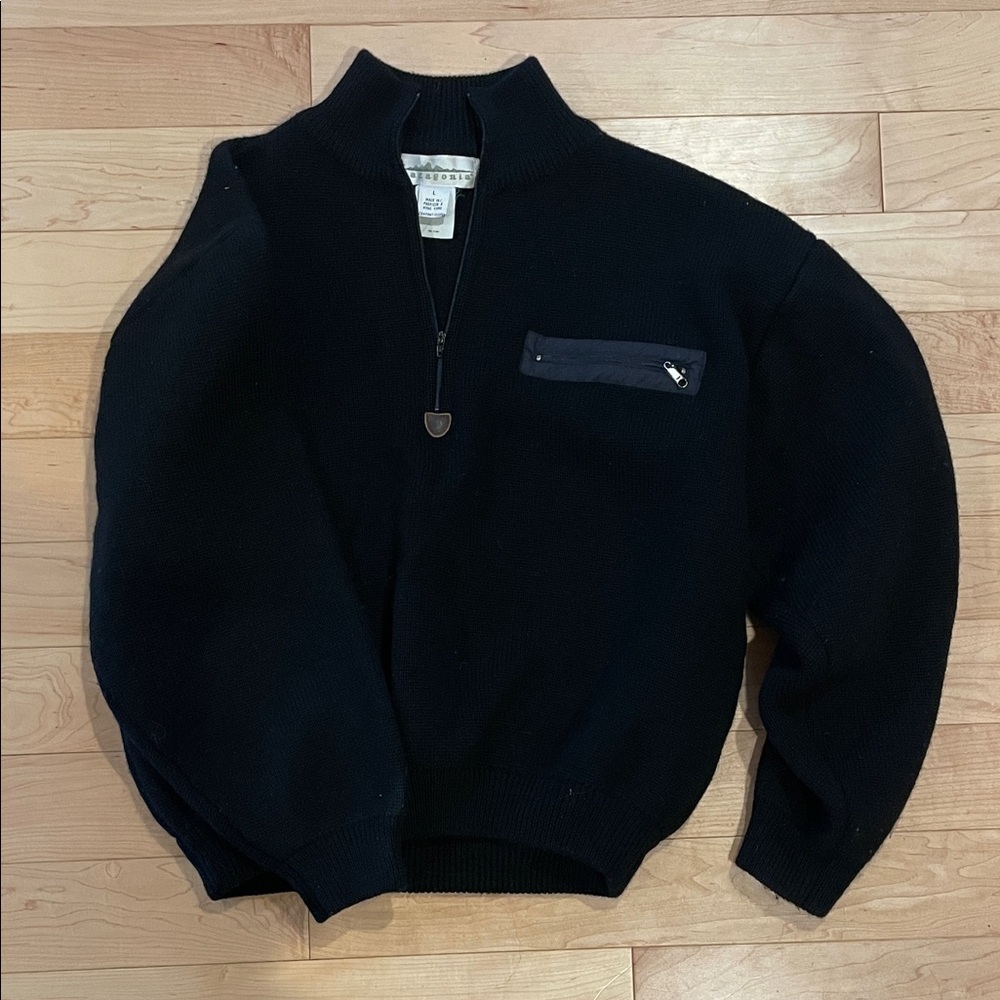 Vintage 90s Wool Patagonia Black Zip-Up Sweater